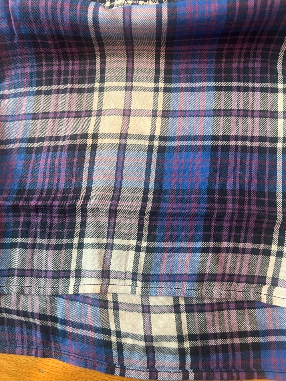 Chaps Women’s Purple Plaid Partial Button-Up Shirt - Picture 6 of 8